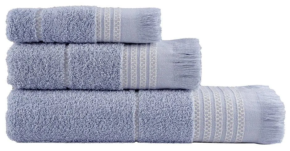 Πετσέτες Plush (Σετ 3τμχ) Blue Nima Towels Set 70x140cm 100% Βαμβάκι