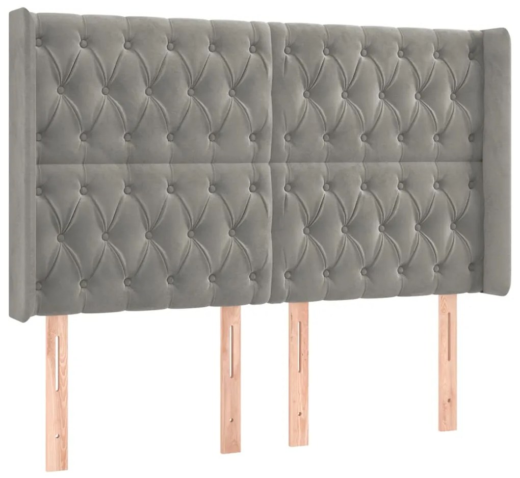 vidaXL Κρεβάτι Boxspring με Στρώμα&amp;LED Αν. Γκρι 140x190 εκ. Βελούδινο