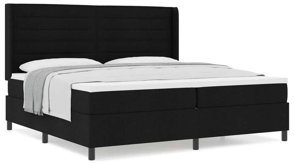 vidaXL Βαθύτερο Κρεβάτι με Στρώμα Μαύρο 200x200 εκ Υφάσματος