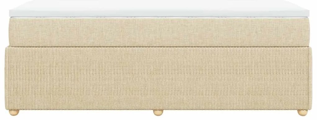 vidaXL Κρεβάτι Boxspring με Στρώμα Κρεμ 90x190 εκ.Υφασμάτινο