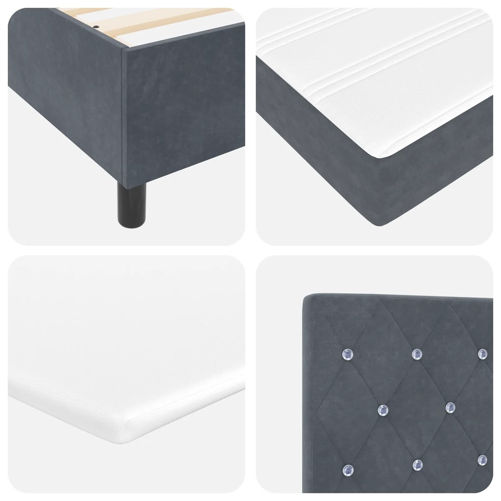 vidaXL Κρεβάτι Box Spring με Στρώμα Στενό Γκρι 80x200 εκ. Βελούδο