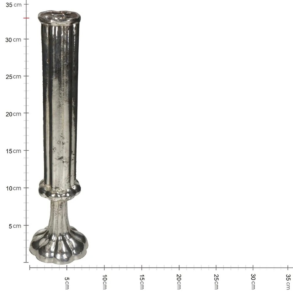 Βάζο Φλάουτο Χειροποίητο Ασημί Γυαλί 8.5x8.5x33cm - 05150499 - 05150499