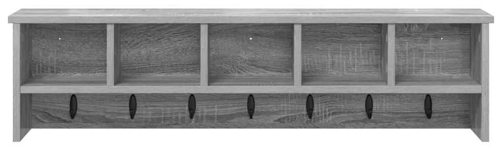 vidaXL Τοίχου Κρεμάστρα με ράφι Επιτοίχιο Γκρι sonoma 100 x 16 x 26 εκ