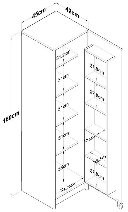 Ντουλάπα κουζίνας Amre λευκό 45x42x180εκ