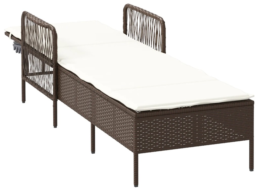 vidaXL Ξαπλώστρα Ήλιου Καφέ και Κρεμ PE Ρατάν 157 x 55 x 92 εκ