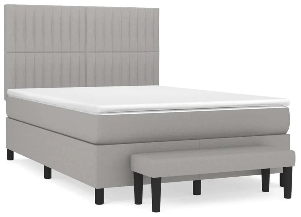 vidaXL Κρεβάτι Boxspring με Στρώμα Ανοιχτό Γκρι 140x200 εκ. Υφασμάτινο