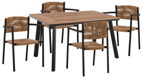 ΣΕΤ ΤΡΑΠΕΖΑΡΙΑ 5ΤΜΧ ΜΕ ΤΡΑΠΕΖΙ POLYWOOD 120Χ80 &amp; ΠΟΛΥΘΡΟΝΕΣ ΑΝΘΡΑΚΙ HM11430