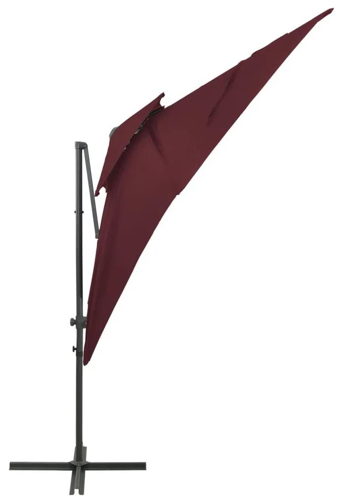 Ομπρέλα Κρεμαστή με Διπλή Οροφή Μπορντό 250 x 250 εκ. - Κόκκινο