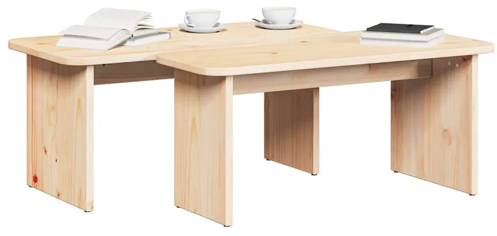 vidaXL Τραπεζάκι σαλονιού 2 pcs Φυσικό Μασίφ ξύλο πεύκου