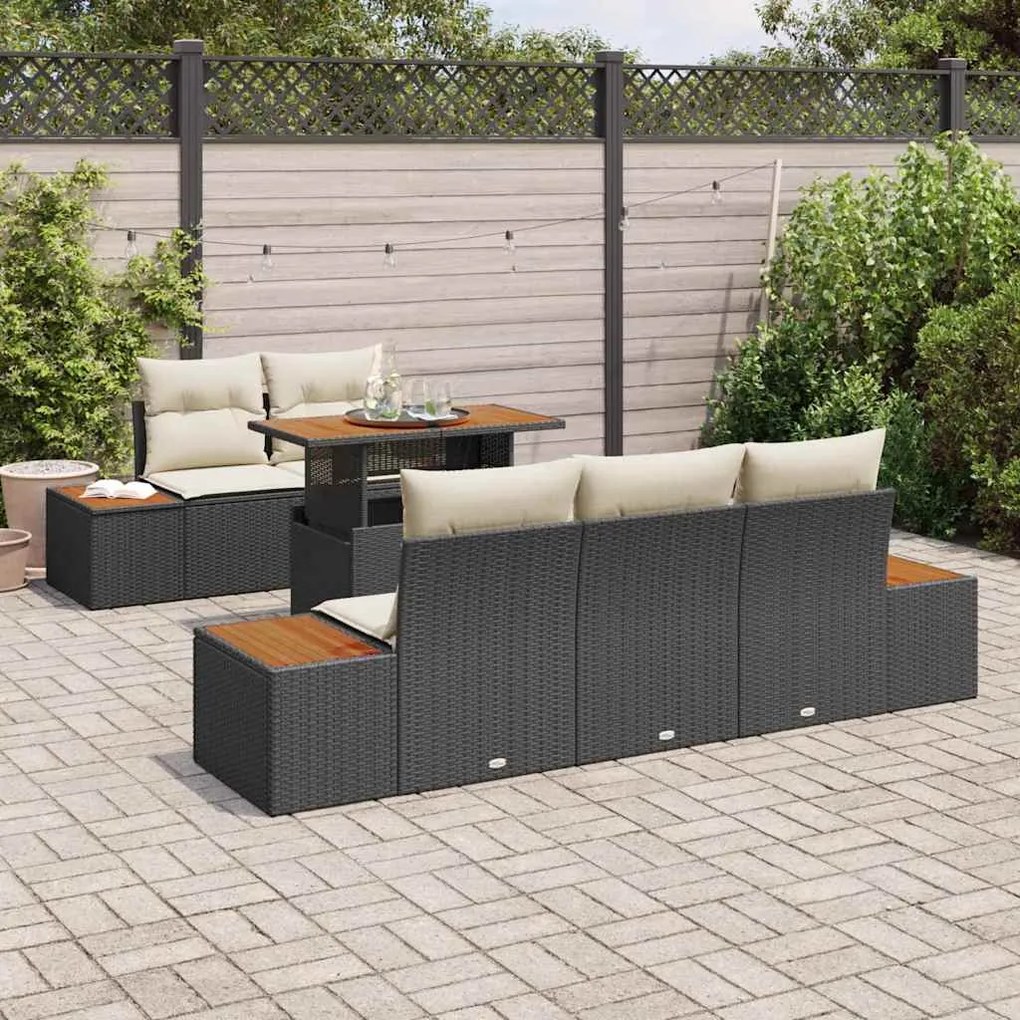 vidaXL Σέτ φαγητού για κήπο 6 pcs Μαύρο, Μπεζ 100 x 55 x 73 εκ