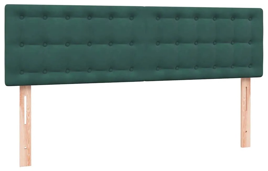 vidaXL Κρεβάτι Boxspring με Στρώμα Σκούρο Πράσινο 140x210εκ. Βελούδινο