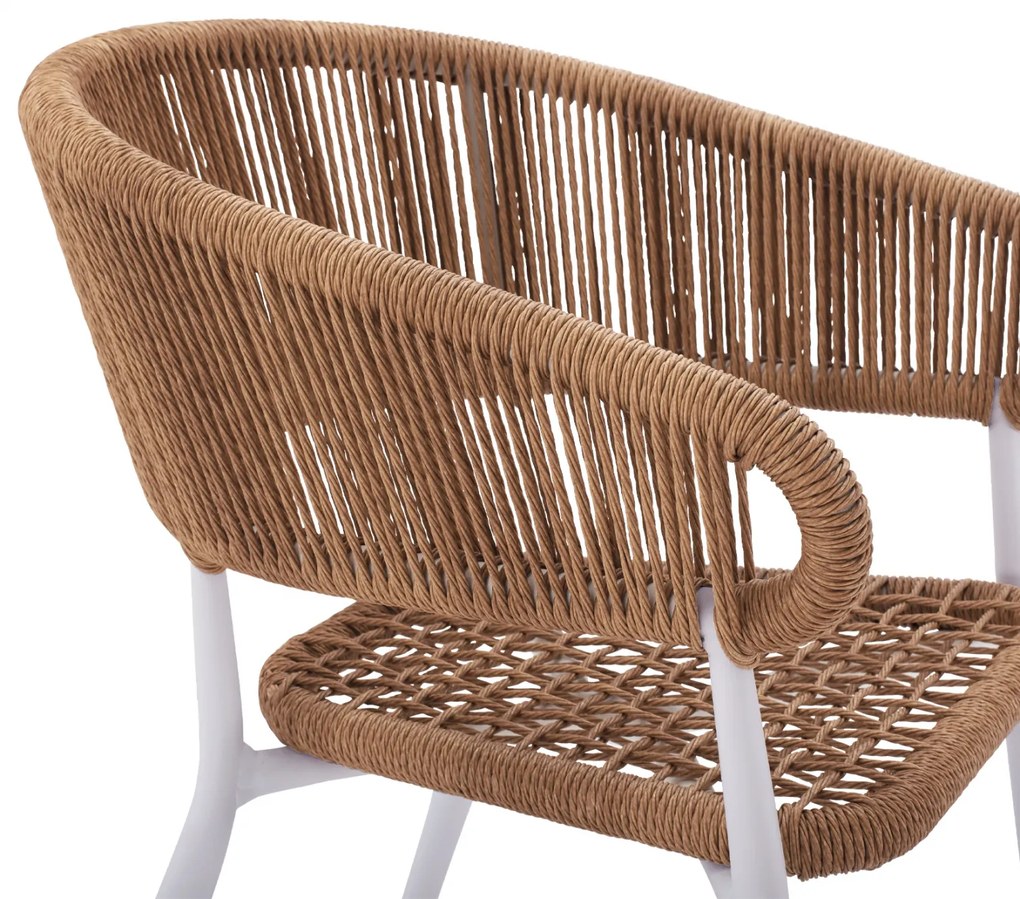 ΠΟΛΥΘΡΟΝΑ ΑΛΟΥΜΙΝΙΟΥ ΛΕΥΚΗ ΜΕ WICKER ΜΠΕΖ HM5783.02 56x60x78 εκ. - Πολυπροπυλένιο - HM5783.02