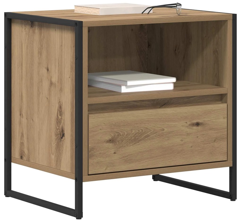 vidaXL Κομοδίνο 2 pcs Καρυδιά Χειροποίητης Εργασίας 50 x 39,5 x 50 εκ.