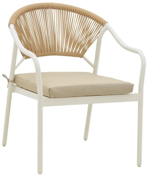 Καρέκλα - Πολυθρόνα Jerqui wicker rattan φυσικό-μεταλλικό εκρού πόδι-μπεζ μαξιλάρι 60x64x78 εκ. 60x64x78 εκ.