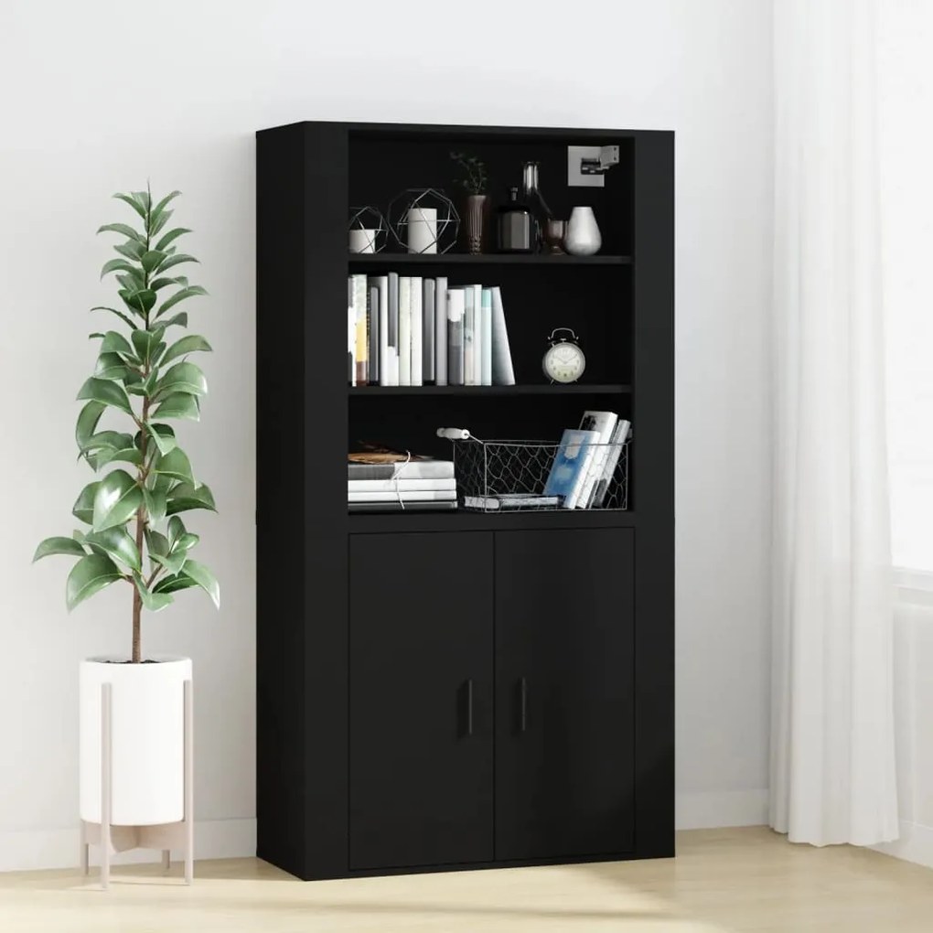 vidaXL Ντουλάπι Τοίχου Μαύρο 80x33x80 εκ. Επεξεργασμένο Ξύλο