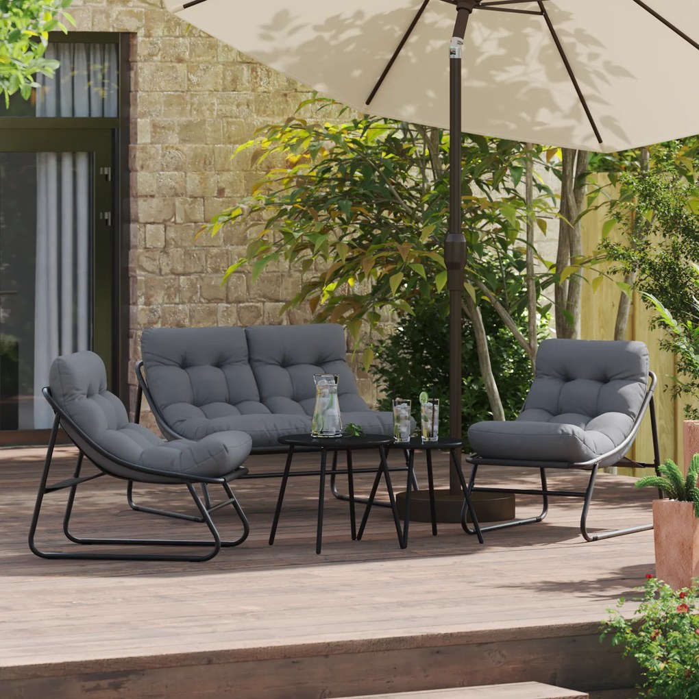 vidaXL Εξωτερικά Έπιπλα 3 pcs Μαύρο 110 x 81 x 71εκ. Μέταλλο