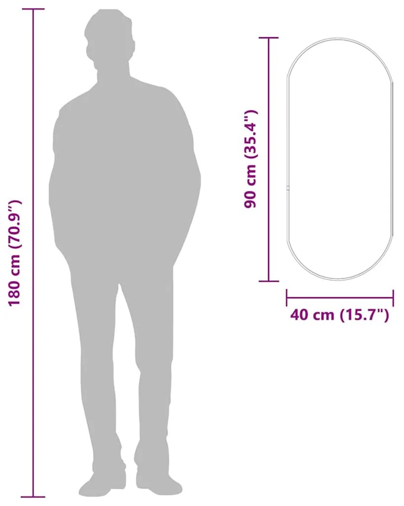vidaXL Καθρέφτης Τοίχου Οβάλ Χρυσός 90 x 40 εκ.