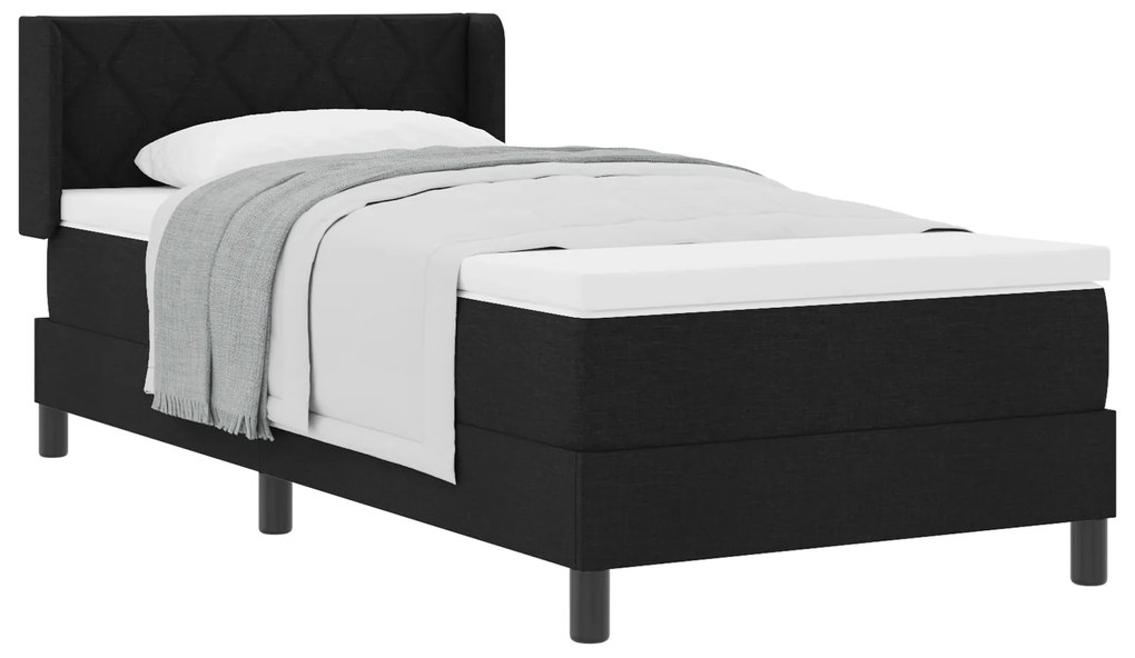 vidaXL Κρεβάτι με ελατήρια Μαύρο 90 x 190 cm Ύφασμα και αφρός