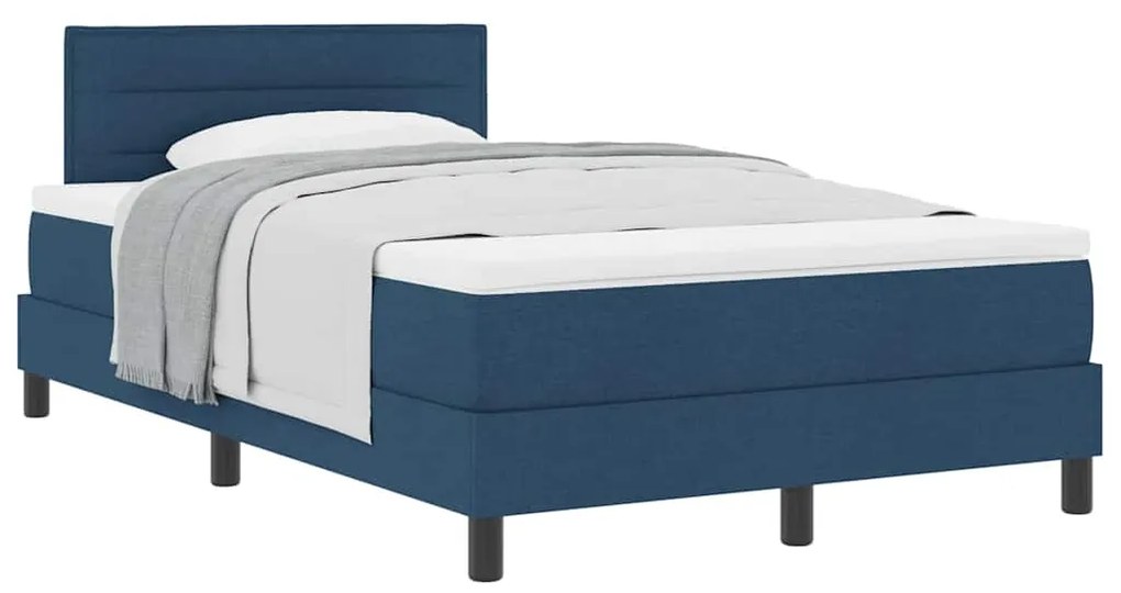 vidaXL Κρεβάτι box spring με στρώμα με στρώμα Μπλε 120 x 200 cm ύφασμα