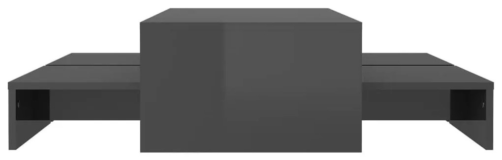 Τραπεζάκι Ζιγκόν Γυαλιστερό Γκρι 100x100x26,5 εκ. Μοριοσανίδα - Γκρι