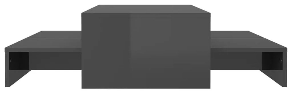 Τραπεζάκι Ζιγκόν Γυαλιστερό Γκρι 100x100x26,5 εκ. - Γκρι