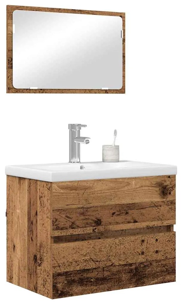 vidaXL Σετ Επίπλων Μπάνιου 3 pcs Παλαιό ξύλο 60 x 38.5 x 45 cm
