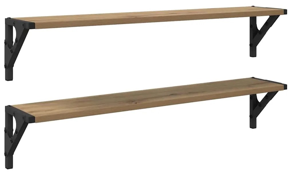 vidaXL Ράφια Τοίχου με ράφι 2 pcs Artisan Oak 80 x 15 x 15,5 cm