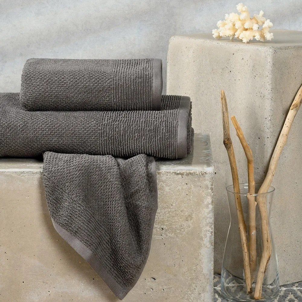 Πετσέτες Haus (Σετ 3τμχ) Dark Grey Melinen Σετ Πετσέτες 70x140cm 100% Cotton