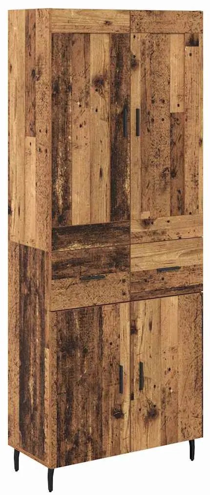 vidaXL Highboard με συρτάρι 2 pcs Παλιό Ξύλο Σύνθετο Ξύλο και Γυαλί