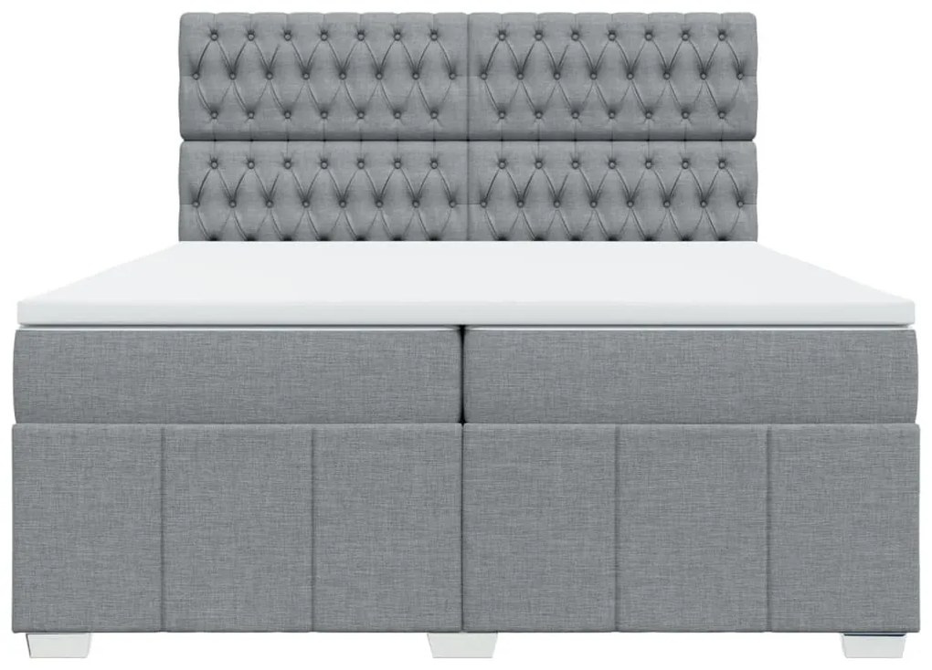 vidaXL Κρεβάτι Boxspring με Στρώμα Ανοιχτό Γκρι 200x200 εκ. Υφασμάτινο