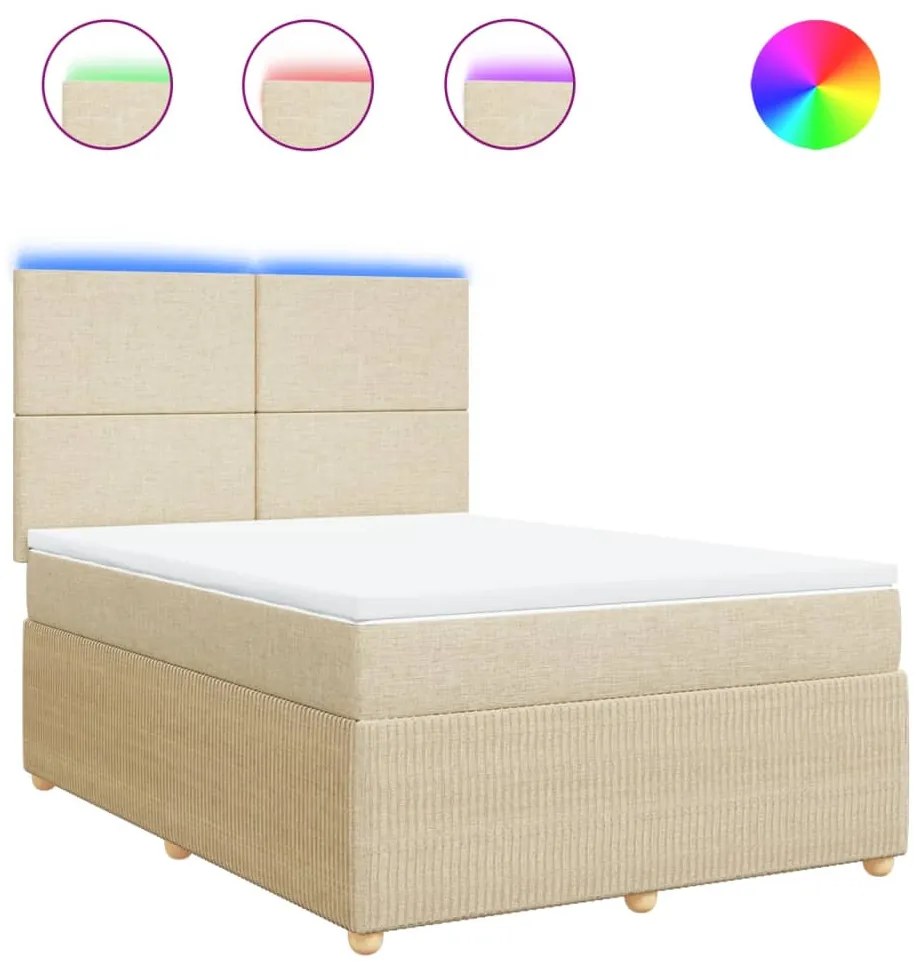 ΚΡΕΒΑΤΙ BOXSPRING ΜΕ ΣΤΡΩΜΑ ΚΡΕΜ 140X200 ΕΚ. ΥΦΑΣΜΑΤΙΝΟ 3294377