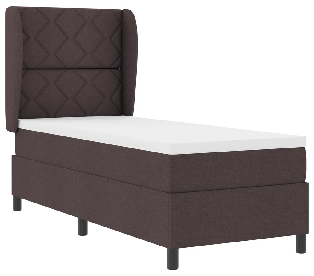 vidaXL Κρεβάτι Box Spring με Ματράς - Σκούρο Καφέ, 80x200 εκ., Ύφασμα