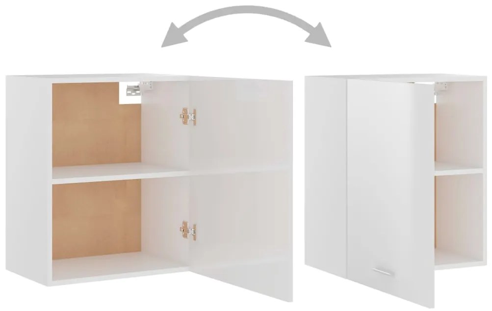 vidaXL Ντουλάπι Κρεμαστό Γυαλιστερό Λευκό 50x31x60 εκ. Μοριοσανίδα