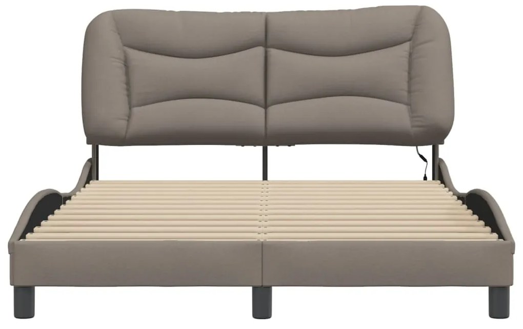 vidaXL Πλαίσιο κρεβατιού με LED χωρίς στρώμα Taupe 140x190 cm Ύφασμα