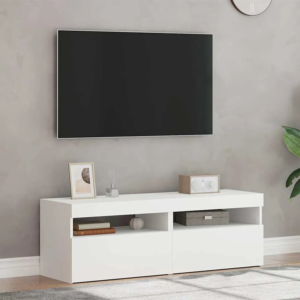 vidaXL Έπιπλα Τηλεόρασης με LED 2 τεμ. Λευκά 60 x 35 x 40 εκ.