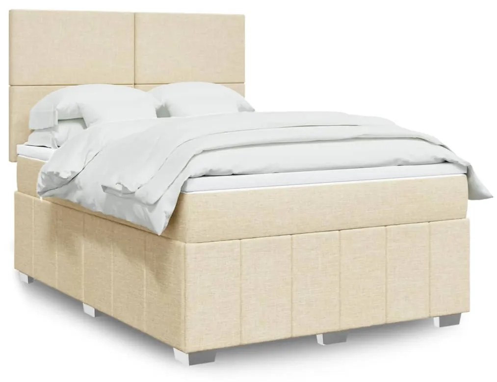 Κρεβάτι Boxspring με Στρώμα Κρεμ 160x200 εκ. Υφασμάτινο