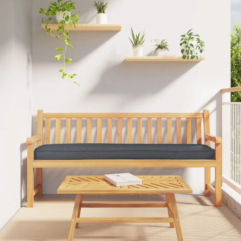 vidaXL Μαξιλάρι Πλατώ για Παγκάκι Ανθρακί 200x40x8 εκ. Oxford Fabric