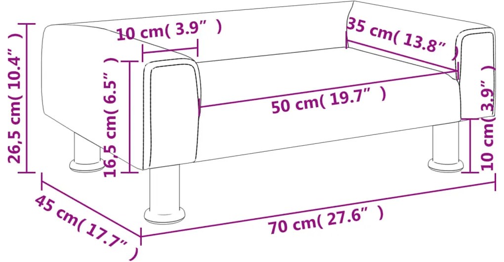 Καναπές Παιδικός Ροζ 70 x 45 x 26,5 εκ. από Βελούδο - Ροζ