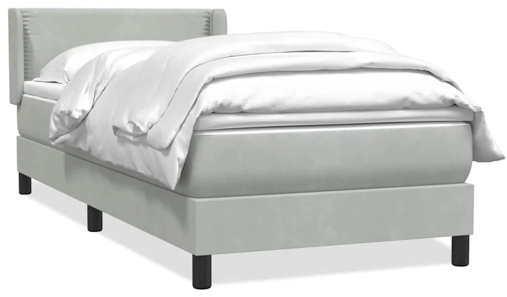 vidaXL Κρεβάτι Boxspring με Στρώμα Ανοιχτό Γκρι 80x210 εκ. Βελούδινο