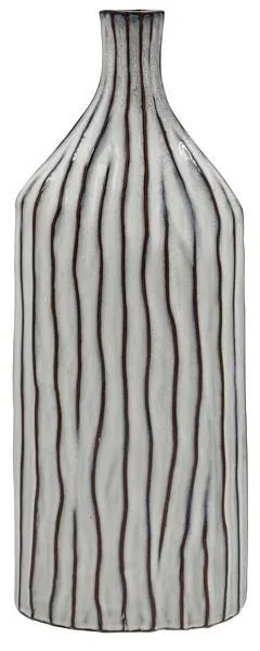 Κεραμικό Βάζο FL524 Fylliana Λευκό - Γκρί 18x9x44 εκ. 18x9x44 εκ.