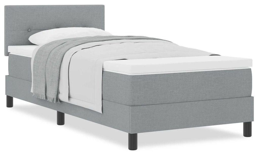 vidaXL Κρεβάτι με Στρώμα Light Grey 90x190 εκ. Υφάσμα