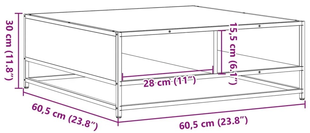 ΤΡΑΠΕΖΑΚΙ ΣΑΛΟΝΙΟΥ ΚΑΦΕ ΔΡΥΣ 60,5X60,5X30 ΕΚ. ΕΠ. ΞΥΛΟ&amp;ΜΕΤΑΛΛΟ 848768