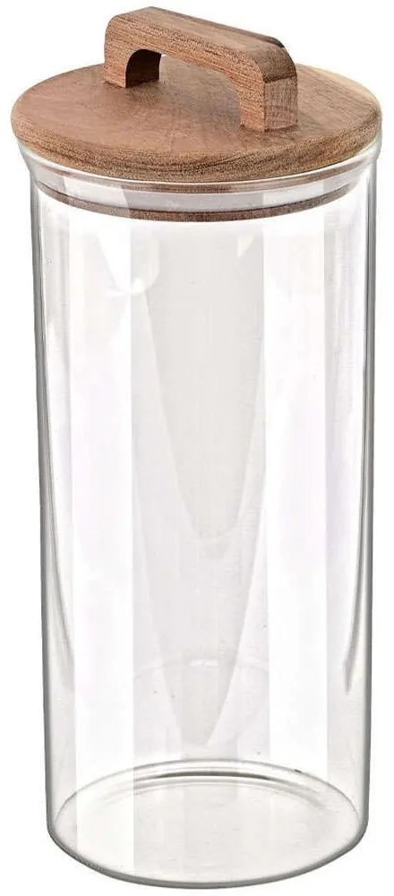 Δοχείο Αποθήκευσης Acacia 01-17491 10x10x24,8cm 1300ml Natural-Clear Estia Wood, Glass