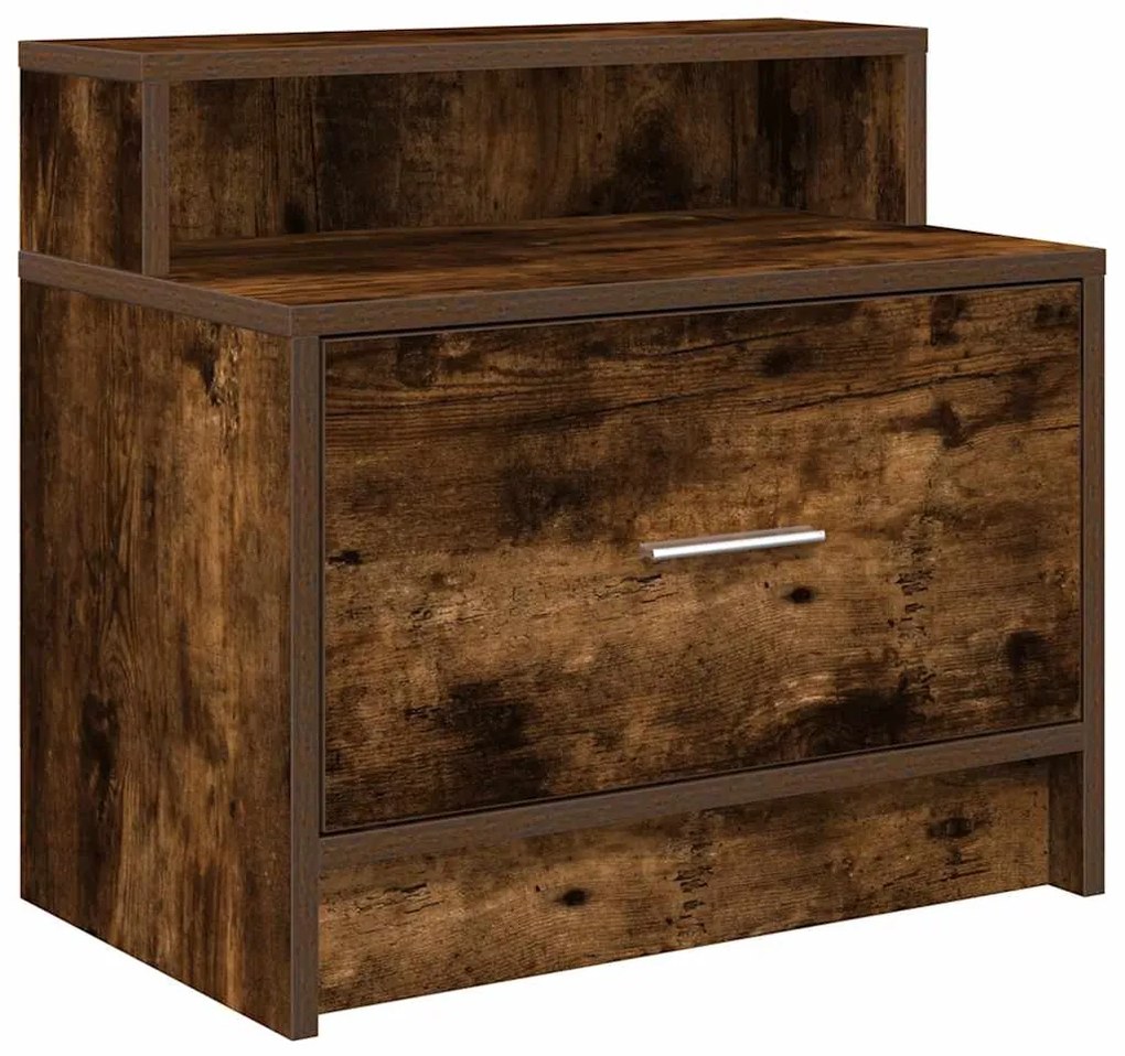 vidaXL Κομοδίνο με συρτάρι Καπνιστή Δρυς 51x31x47 εκ.