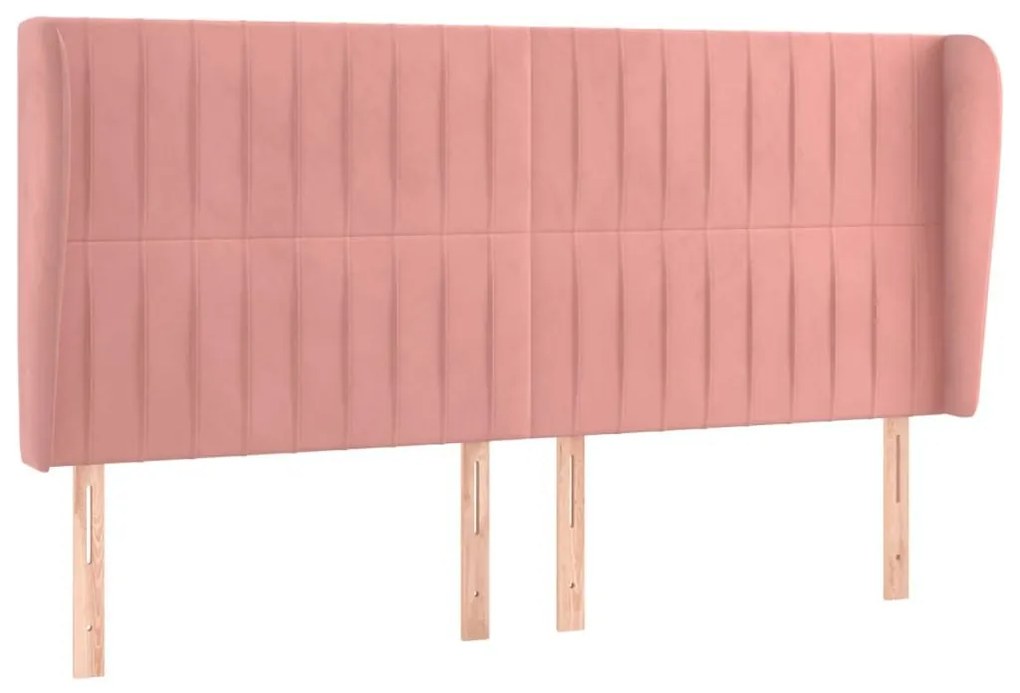 Κεφαλάρι με Πτερύγια Ροζ 163x23x118/128 εκ. Βελούδινο - Ροζ