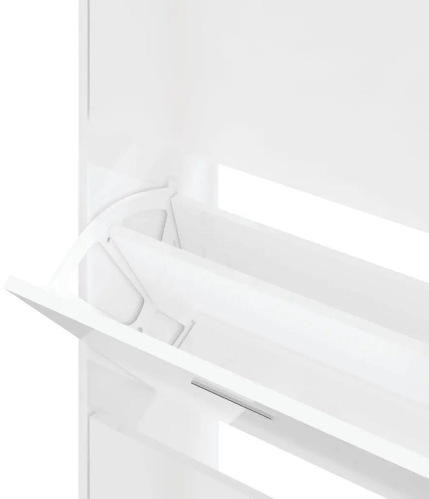 vidaXL Παπουτσοθήκη Γυαλιστερό Λευκό 63x24x147 εκ. Επεξεργασμένο Ξύλο