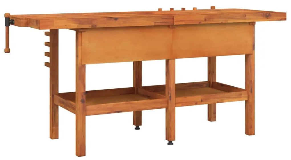 vidaXL Πάγκος Εργ. Συρτάρια/ Μέγγενες 192x62x83 εκ. Μασίφ Ξύλο Ακακίας