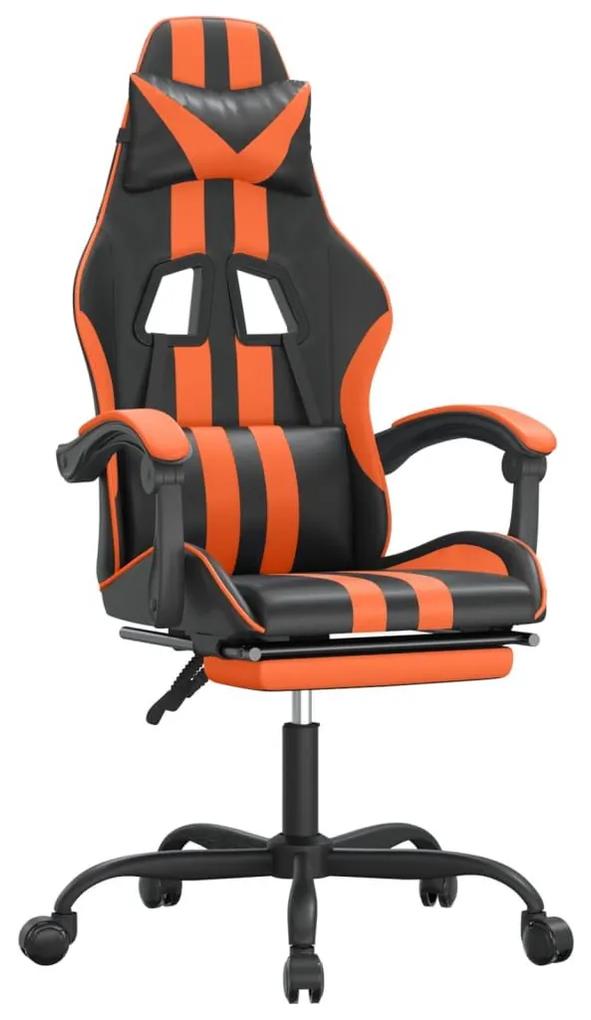 Καρέκλα Gaming Περιστρ.Υποπόδιο Μαύρο&amp;Πορτοκαλί Συνθετικό Δέρμα - Πορτοκαλί