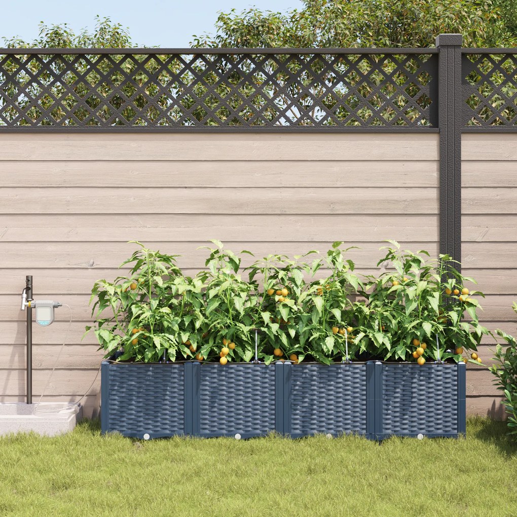 vidaXL Γλάστρες Κήπου 1 τεμ Γκρι 160 x 40 x 37.5 cm Πλαστικό
