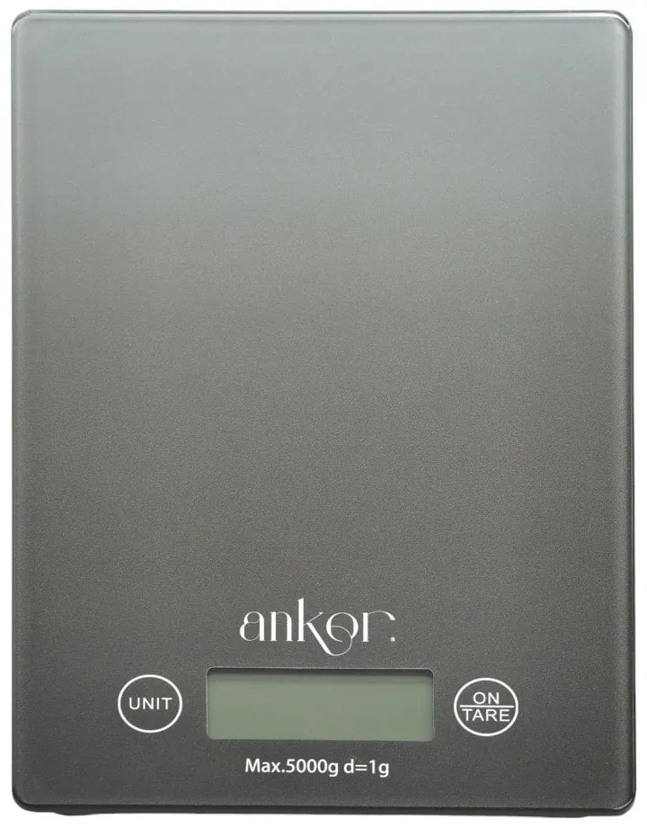 Ζυγαριά Ηλεκτρονική 5Kg Ντεγκράντε Γκρι Γυαλί 16x23x2cm ANKOR